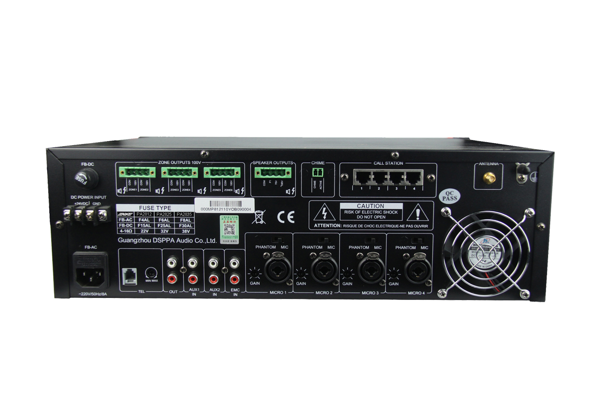 PA2825 250W 6 Zones Paging/USB/Bluetooth Mixing Amplifier
